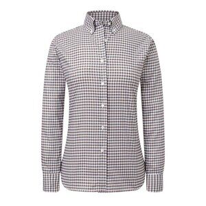 NEW - Luciano Barbera Women's Woven Shirt - Brown Blue